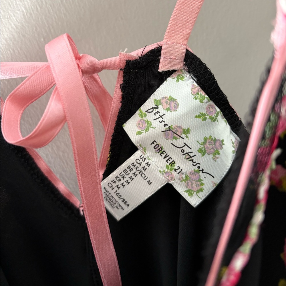Betsey Johnson x forever 21 Black Floral Midi Slip Dress - Picture 4 of 7